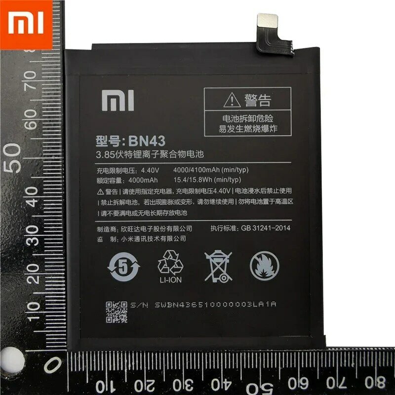 100% Baterai BN43 Asli 4000MAh untuk Xiaomi Redmi Note 4X / Note 4 Global Snapdragon 625 Baterai BN43 Kualitas Tinggi