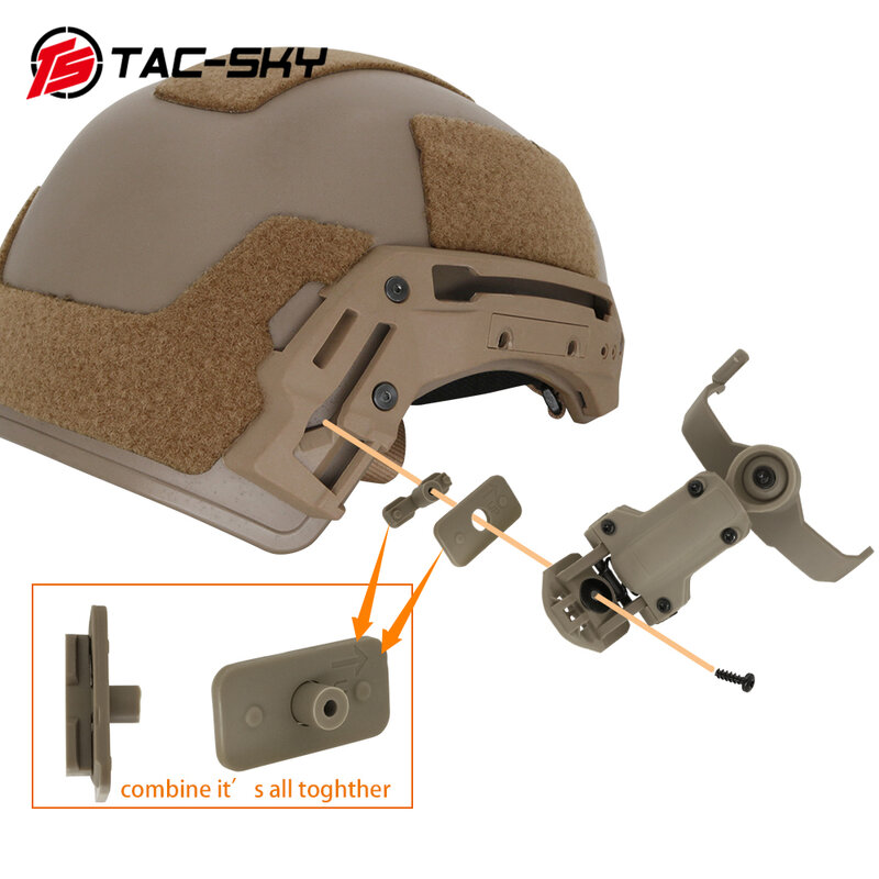 TS TAC-SKY خوذة تكتيكية متوافقة مع COMTAC II III سماعة الرأس ، محول السكك الحديدية ، ويندي 1.0 2.0 3.0 سلسلة