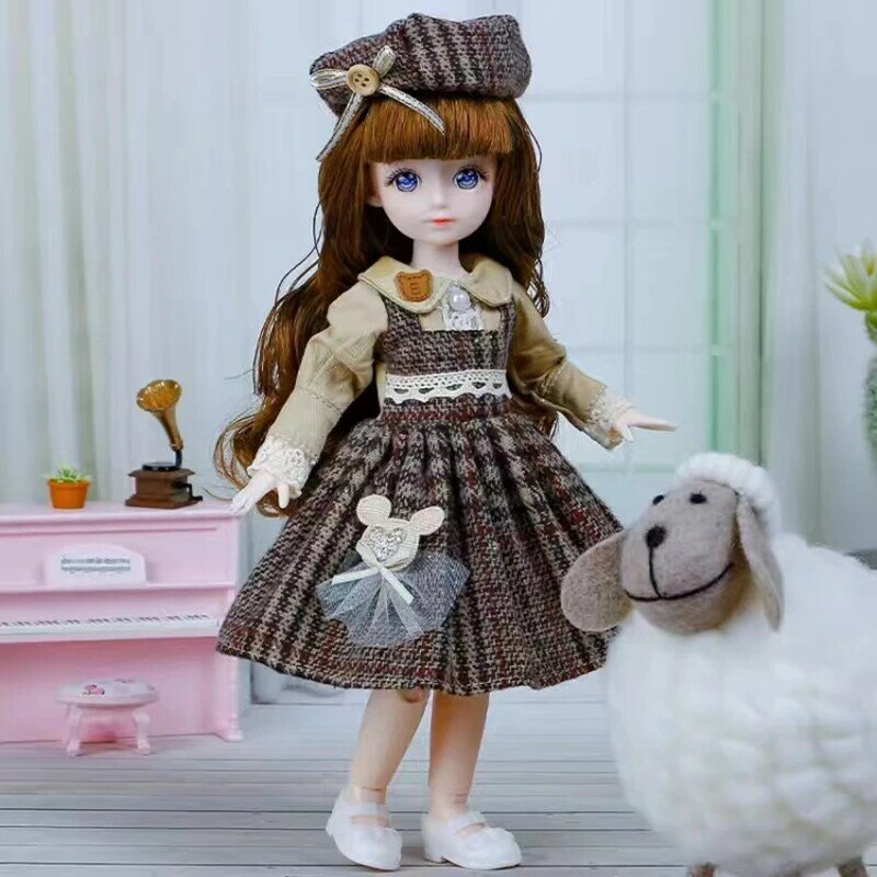 Kawaii BJD Butter Girl, 6 points, Joint Mobile Butter with Fashion Clothes, Soft Hair fur s Up, Birthday Gift Toys, New Butter, 30cm