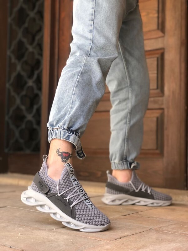 ER0350 – chaussures de sport pour hommes, baskets de Style à semelle haute, en tricot détaillé Velcro, chaussures de marche respirantes en tissu
