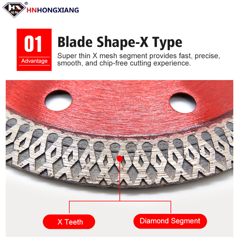 105/115mm/125mm super thin X shape diamond tile saw blade for cutting stone and tiles