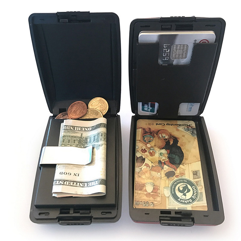 Anti-roubo Scanning Protect Holder Alumínio Metal Plastic Bankcard Blocking Hard Case Wallet Cartão de crédito Anti-RFID para homens Mulheres