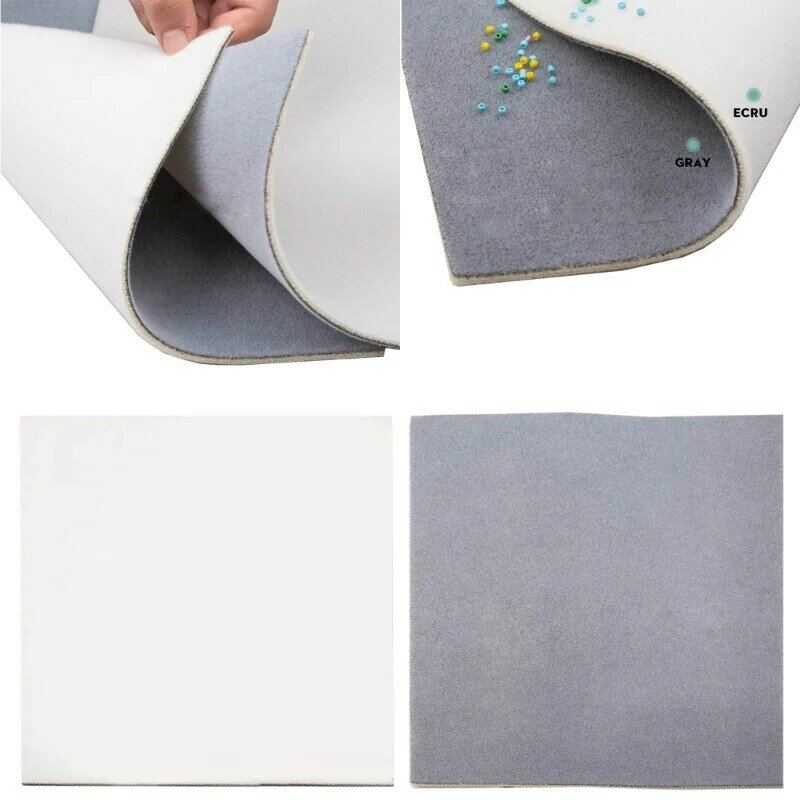 2 шт. серые и бежевые коврики из губки и бисера, флокирующийся коврик для ювелирных изделий, инструменты для нанизывания коврика