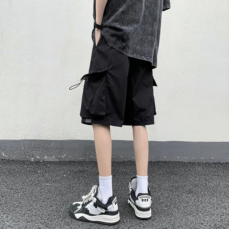 Функциональные повседневные рабочие шорты в Корейском стиле, мужские летние уличные повседневные модные брендовые шорты Y2K в стиле хип-хоп, пляжные спортивные брюки средней длины