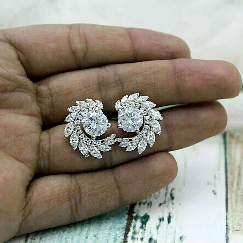 Brilliant Women's Stud Earrings with Marquise Cubic Zirconia Novel Luxury Wedding Earrings for Bride New Fashion Jewelry