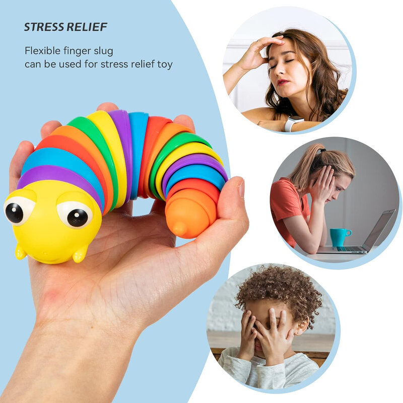 Giocattoli sensoriali del verme di Fidget sollievo Anti-ansia bruco Slug Fidget Toys for Kids, giocattoli Slug striscianti rilassanti