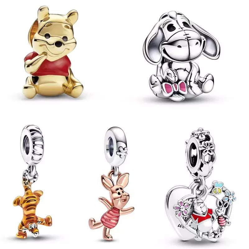 Disney-Cuentas colgantes de personajes de dibujos animados, accesorios de joyería para la fabricación de joyas, Winnie The Pooh Piglet Tigger, DIY