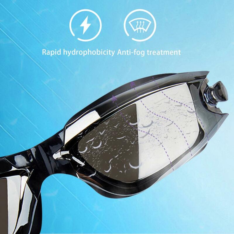 Eletroforese Plating Swim Goggles para Visão, Ultraleve, Proteção UV, Óculos de Natação com Revestimento Anti-nevoeiro, Homens e Mulheres