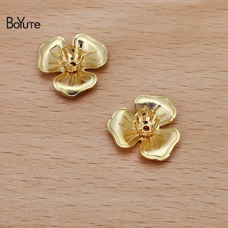 BoYuTe (100 Pieces/Lot) 16MM Stamping Brass Flower Bead Caps Materials Handmade Diy Jewelry Findings