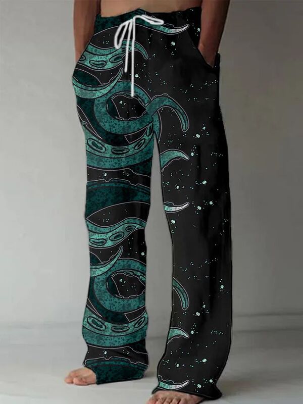 กางเกงวอร์มลำลองพิมพ์ลายแฟชั่นที่สร้างสรรค์แนวสตรีท2024n กางเกงเต้นแจ๊สทรงหลวมแนวฮิปฮอป