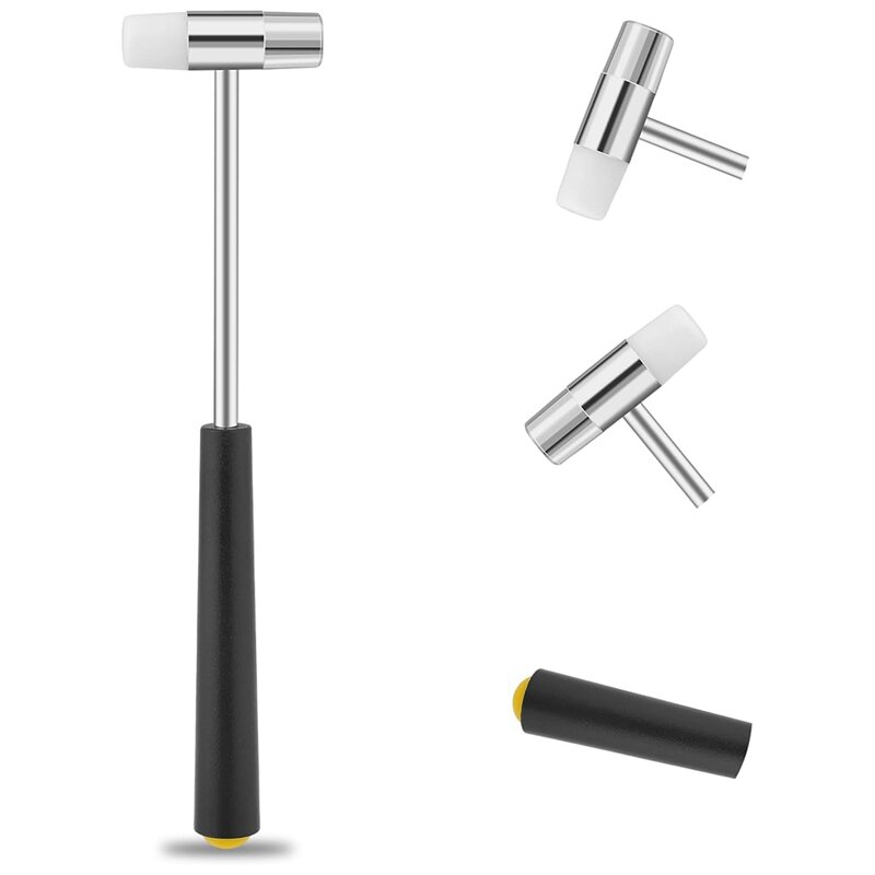Dual Head Small Hammer para Artesanato, Gunsmithing Hammer,Double Face Jewelry Mallet, Plastic Head and Metal Head, 7"