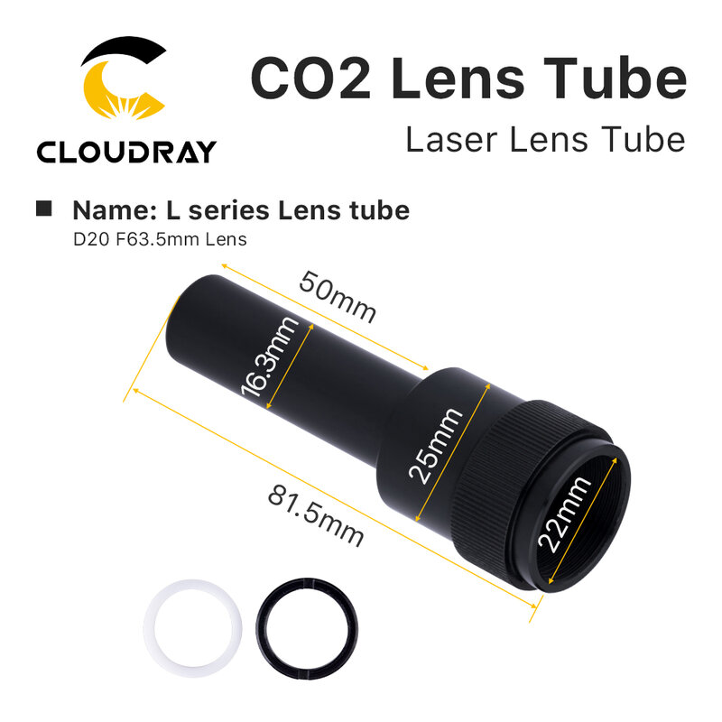 Cloudray-CO2 Lens Tubo para Corte a Laser, Máquina de Gravura, Acessórios Cabeça, D20, F50.8, 63.5, 101.6mm, O.D.24 mm, 25mm