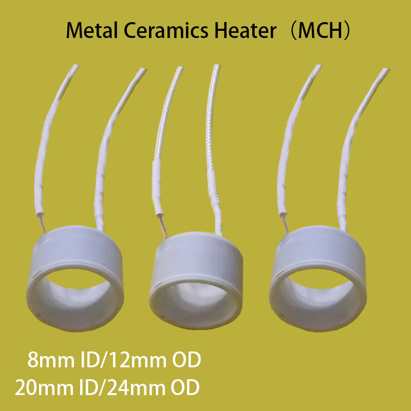 Calentador de cerámica de Metal MCH, tubo hueco anular, ID 12/18/24mm, OD 3,7 V/5V/12V/24V, HTCC, alúmina, AL2O3, PTC, 8/14/20mm