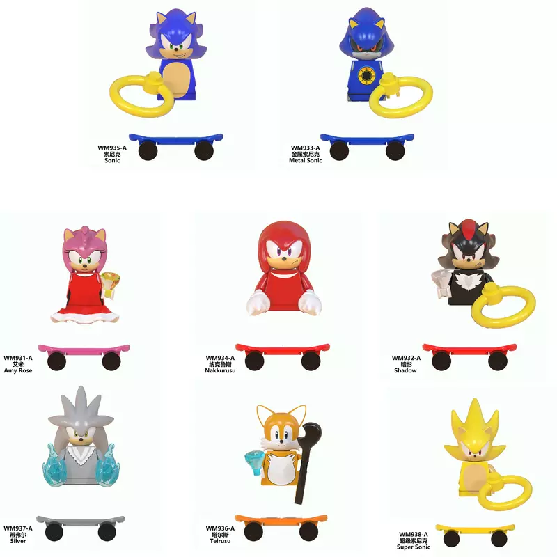 Sonic Anime Mini Building Blocks, Action Figures, Brinquedos Montagem, Aniversário, Presente de Natal, WM6086-A, WM6087-A, WM6088-A