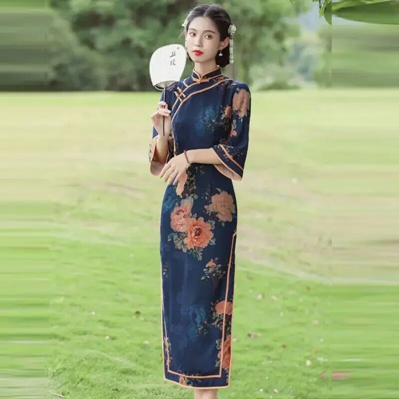 Vestido cheongsam feminino com qipao, vestido carnaval, harajuku, moderno, chinês, retrô, tamanho grande, vestido para cima, festa