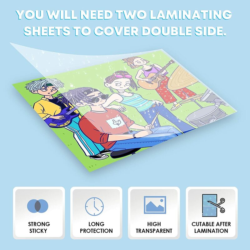 HTVRONT 20 Sheets 9X12inch Self-Adhesive Laminating Sheets No Machine Needed Clear Transparent Waterproof Vinyl Sticker Paper