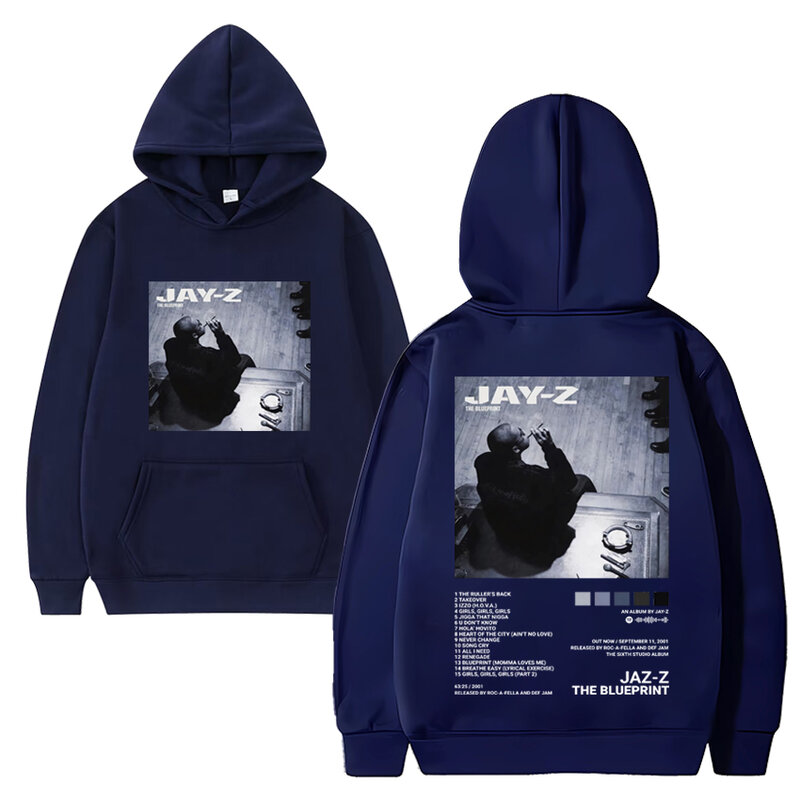 Hot Rapper Jay-z Hoodie cetakan Album Unisex musim gugur musim dingin Hip Hop vintage pakaian jalanan pria wanita ukuran besar kaus longgar bulu