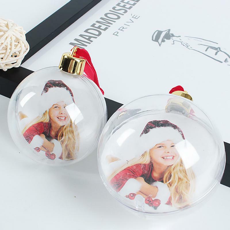 Christmas Transparent Photo Frame Plastic Five-star Ball Christmas Decorations Pendant DIY Xmas Tree Hanging Decor Kids Gifts