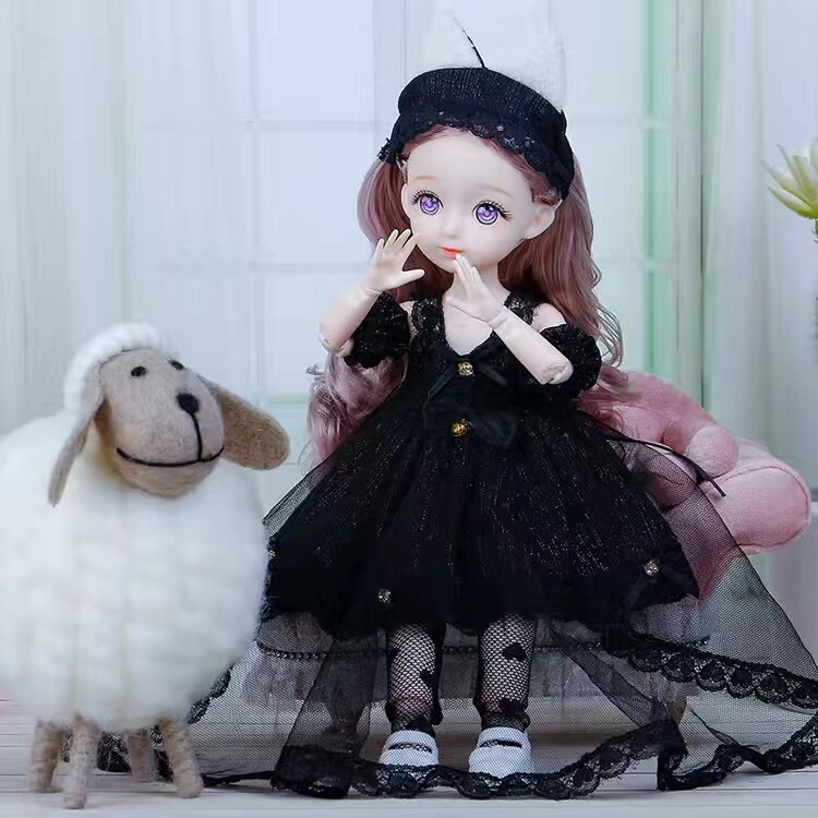 귀여운 BJD 인형 소녀, 패션 의류, 부드러운 헤어 드레스, 소녀 장난감, 생일 선물 인형, 6 포인트 관절 이동식 인형, 30cm, 신제품