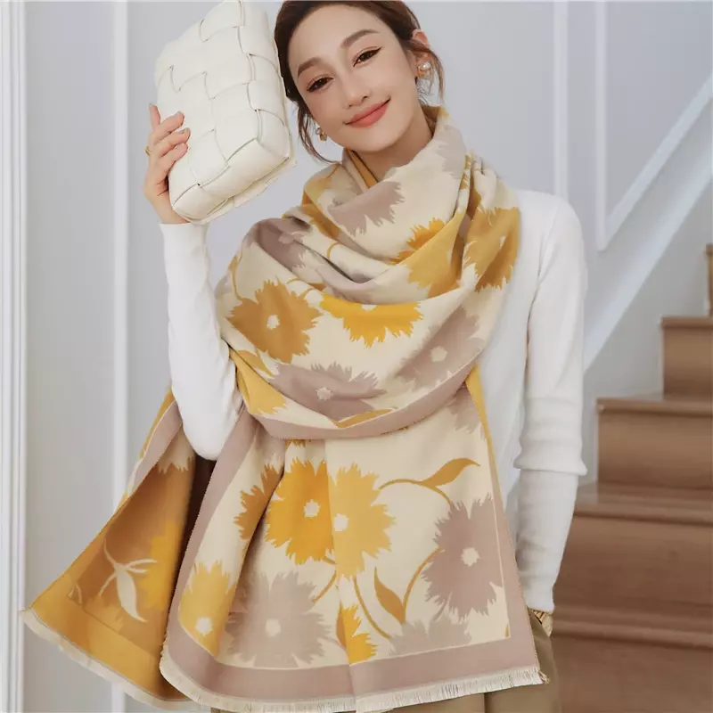 Sciarpa invernale calda Cashmere donna Pashmina Design stampa scialli avvolgere coperta spessa femminile stole Bufanda morbide 2022 moda