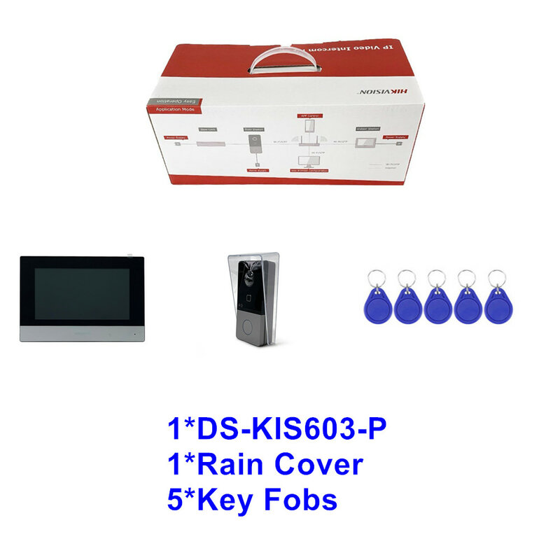 Hik IP Video Intercom Kit DS-KIS603-P(C) with 7-inch Monitor Screen DS-KH6320-WTE1 Doorbell DS-KV6113-WPE1(C) WIFI Unlock Door