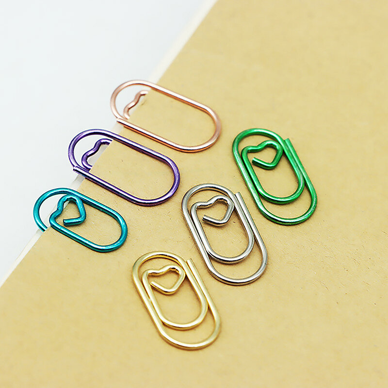 50 PCS Mini love Multicolor Metal Paper Clips Notebook Bookmark binder Paperclips Marking Accessories Paper Clips