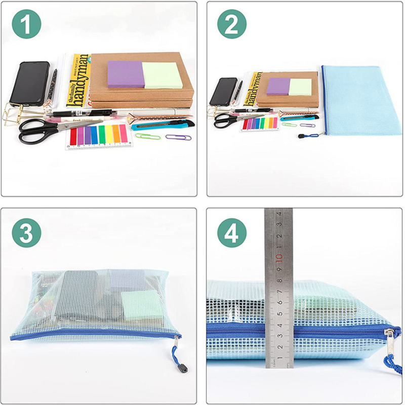 5 pz/lotto Gridding impermeabile Zipper Bag trasparente PVC A4 raccoglitore tasche documenti penna archiviazione prodotti cartelle per ufficio e scuola