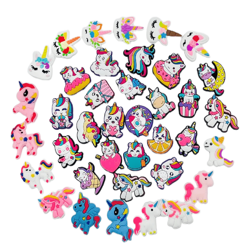 New 1Pcs Cute Cartoon Unicorn Shoe Charms Buckle Decorations PVC Gifts for Children and Girls Slippers Accessories