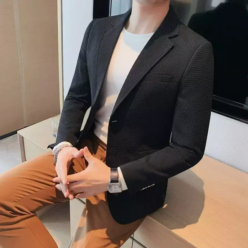 2023 marynarka z marynarką dla mężczyzn ubranie wierzchnie w rozmiarze Slim Fit ślubne oversize jednorzędowe eleganckie luksusowe płaszcze koreańskie