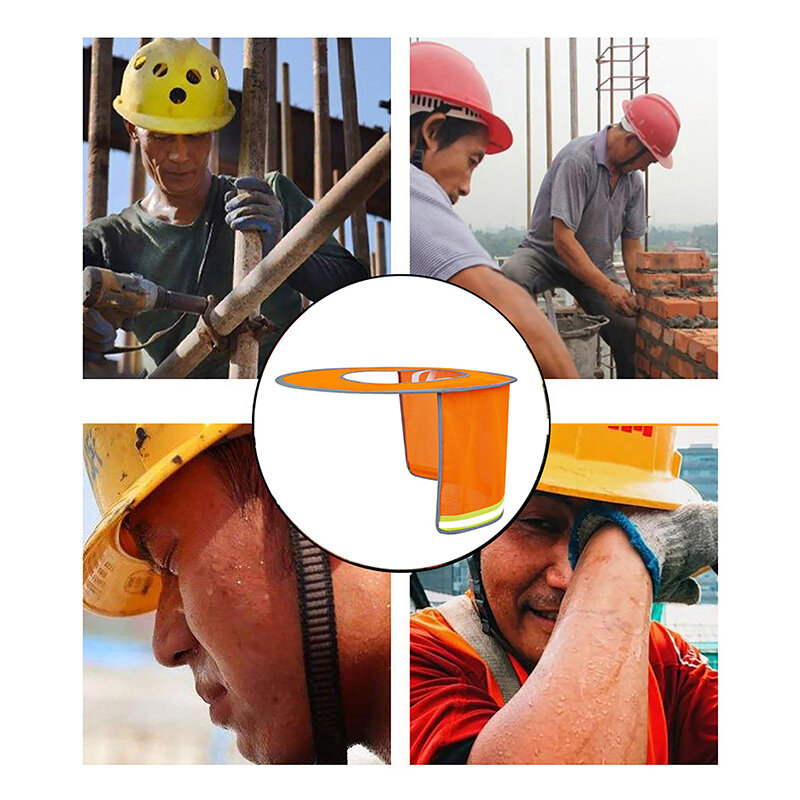 Topi pelindung leher keras, penutup kepala reflektif jala reflektif untuk pekerja konstruksi musim panas