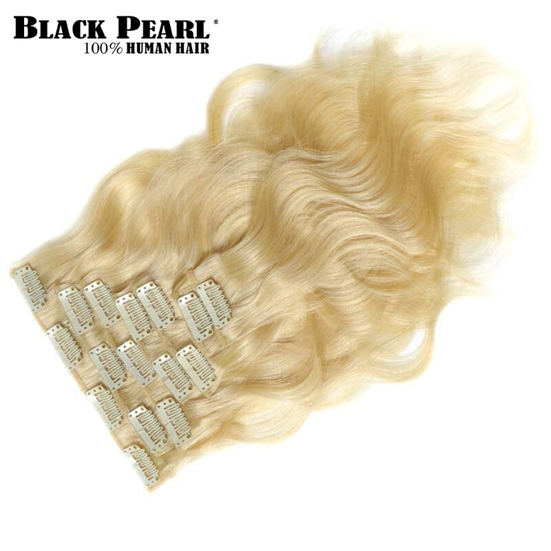 613 Blond Highlight Color Virgin Body Wave Clip-In Hair Extensions Body Wavy Clip Hair Extensions Brazilian Machine Remy