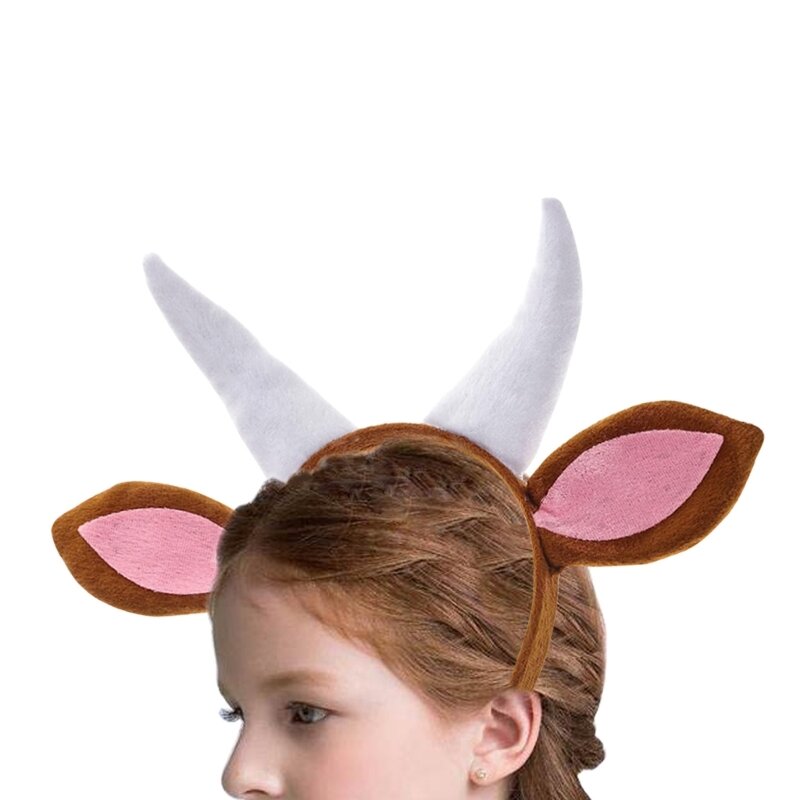 Y166 повязка на голову с пушистым ягненком и козой, противоскользящая повязка на голову с рисунком для детей, косплей