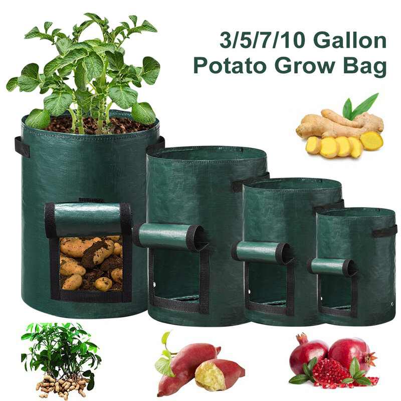 Outdoor Garden Pot Potato Grow Bag PE Vegetable Grow Bags with Handle Thickened Growing Bag Vegetable Onion Plant Bag Tool