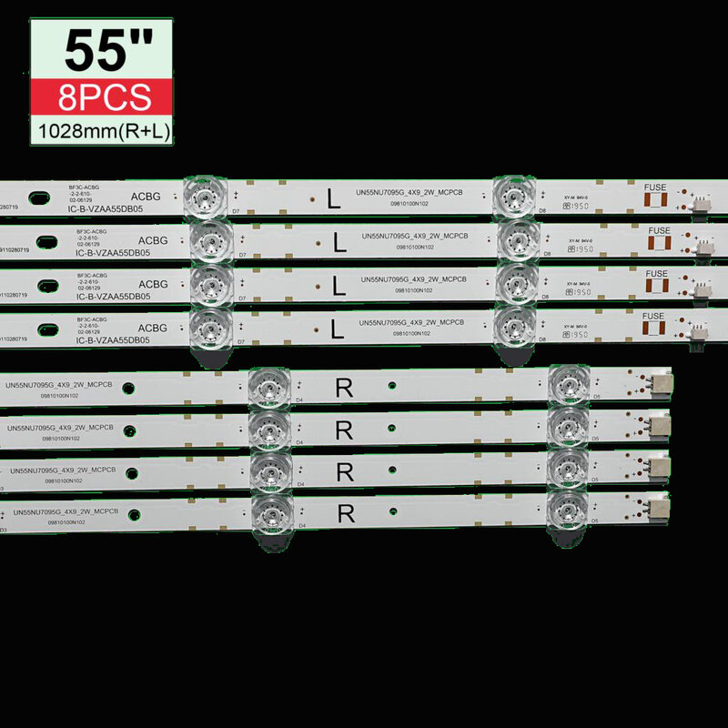 Tira de retroiluminação LED para UN55NU7095G, TU 14MM _ V0 E47 IC-B-VZAA55DB05, 40 PCs