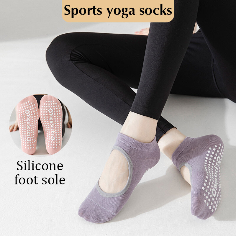 Новинка 2024, носки для йоги, женские профессиональные нескользящие спортивные нескользящие носки для пилатеса, летние тонкие напольные носки с открытой спиной