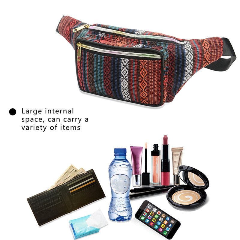 Поясная Сумка для женщин в этническом стиле, винтажная бананка в стиле ретро, дорожный походный кошелек на пояс, забавная сумка для женщин, цветная поясная сумка