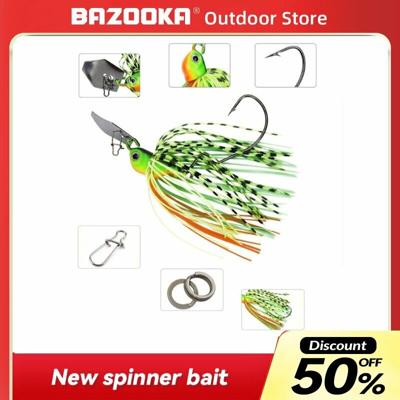 Bazooka Spinnerbait Set Fishing Lure Lead Hook 8.5g Metal  Hook Copper Sheet Spoon Wobblers Bass Sequins Pike Carp Winter
