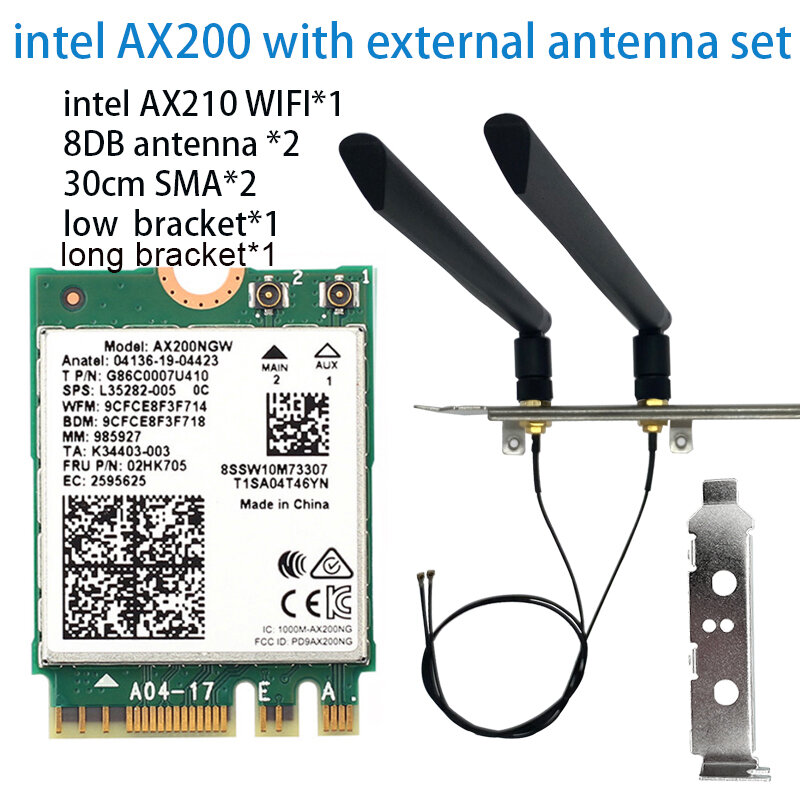 Dual band 2.4Gbps Intel Wi-Fi 6E AX200 AX200NGW 802.11ax/ac MU-MIMO 2x2 Wifi module NGFF M.2 Bluetooth 5.1 Network Card