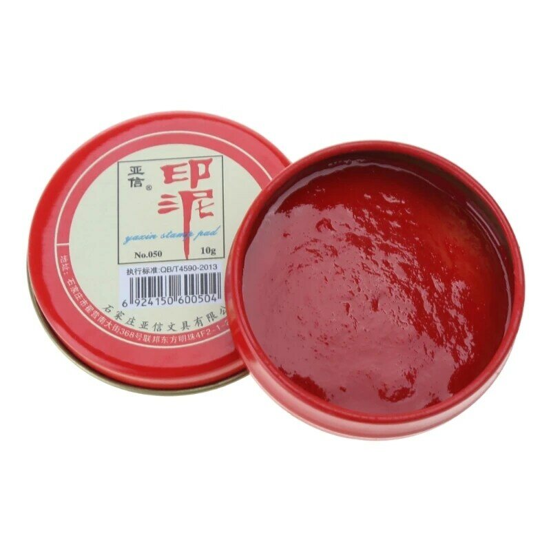 Pintura caligrafía, pasta roja, almohadilla Yinni china redonda, almohadilla para sello roja secado para