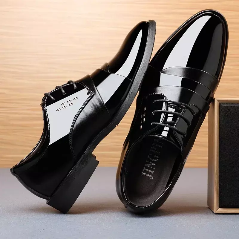 Sapatos Oxford de couro envernizado masculino, calçado Oxfords, vestido de negócios, luxo, alta qualidade