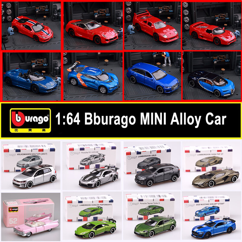 Bburago-نموذج سيارة مصنوع من السبائك من فيراري ، جولف ، بورش ، بوجاتي ، ديكاستس ومركبات ألعاب ، ديكور سيارة جيب ، ألعاب للأطفال ، هدايا للأولاد ، 1:64