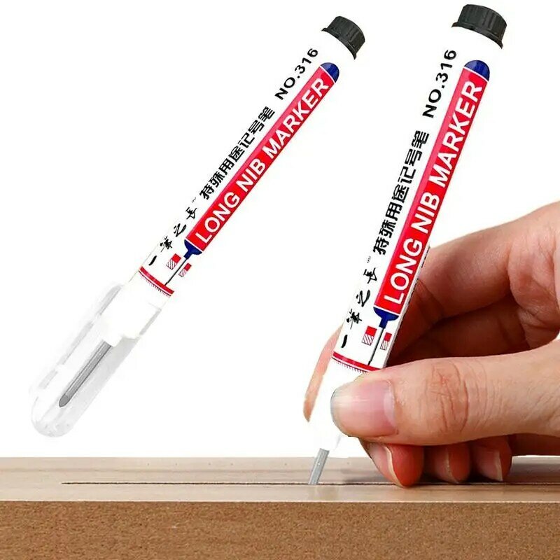 Deep Hole Marker Pens Scriber Marking Tools Deep Hole Marker Carpenter Ink Marker Deep Drill Hole Long Nib Scriber For Bathroom