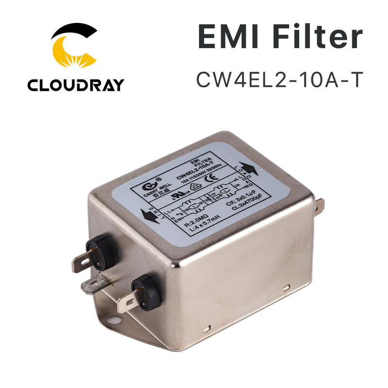 Cloudray-Filtro EMI de potencia, filto monofásico de CW4L2-10A-T/CW4L2-20A-T, de fase única CA 115V / 250V 20a 50/60HZ, envío gratis