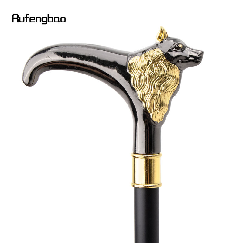 Gold Black Luxury Fox Single Joint Walking Stick with Hidden Plate Self Defense Fashion Cane Plate Cosplay Crosier Stick 93cm
