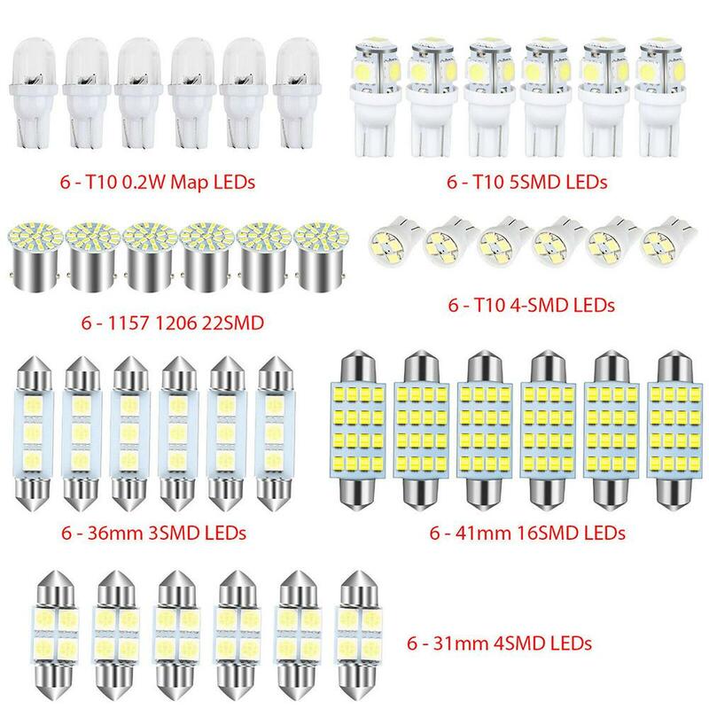 Lot d'Ampoules LED de Remplacement pour Nikde Voiture, Lumière de Lecture, 31/36/41mm, T10 1157, 12V, 6000k, 42 Pièces