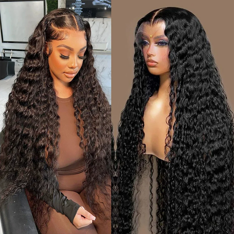 Deep Wave Lace Front 100% Human Hair Wig Kinky Curly 200% 13x4 13x6 Lace Frontal Wigs For Woman Indian Remy Hair Pre Plucked