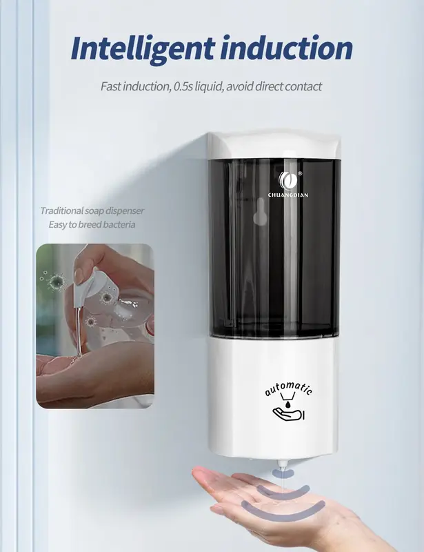 Automatic Hand Soap Dispenser Wall Mount Touchless Hand Washer 3-Level Liquid Soap Dipsenser Hand Sanitizer Dispenser 500ML
