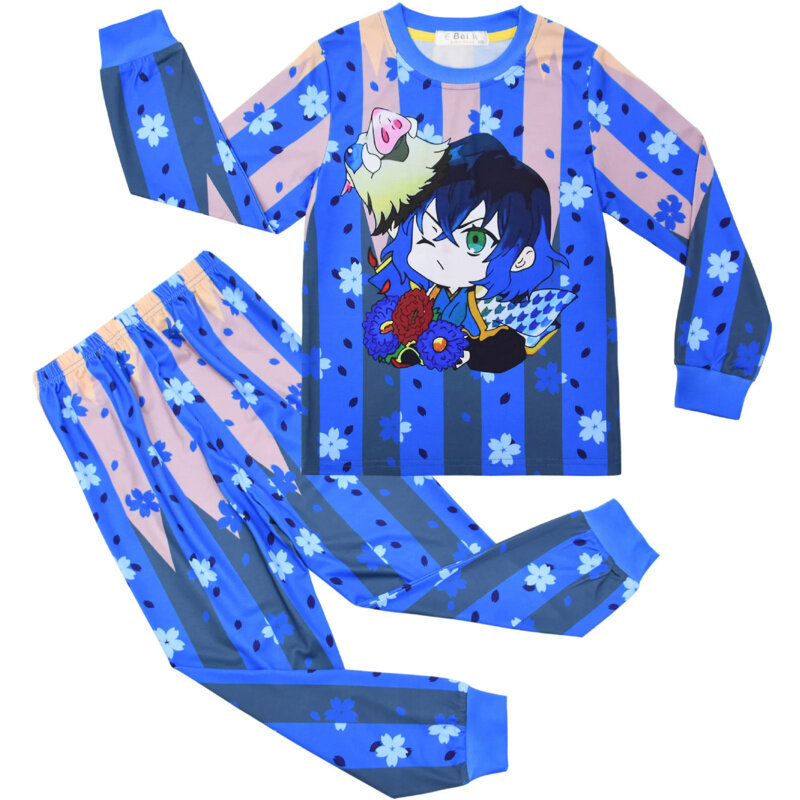 Dämonen töter Anime Kleinkind Junge Kleidung Herbst Pyjama Baumwolle Langarm T-Shirt Hosen Kostüm Mädchen Casual Sportswear Set