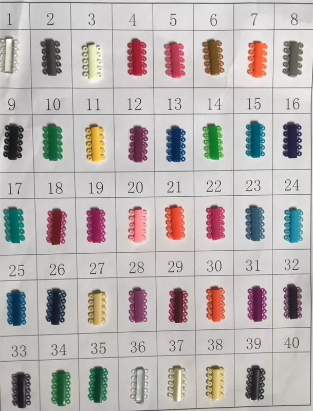 Écheveau de ligatation élastique dentaire multicolore, orthodontie dentaire, matériaux dentaires, 40 pièces par sac
