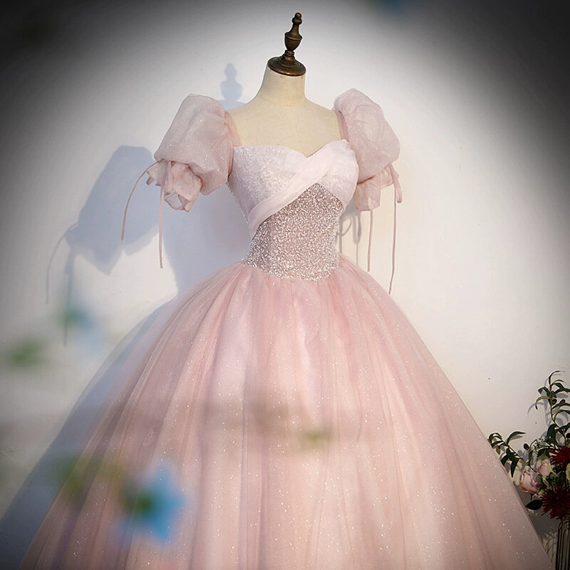 Gaun pernikahan bordir gaun mengembang panjang gaun wisuda tuan rumah gaun pesta ulang tahun gaun pengiring pengantin gaun Prom